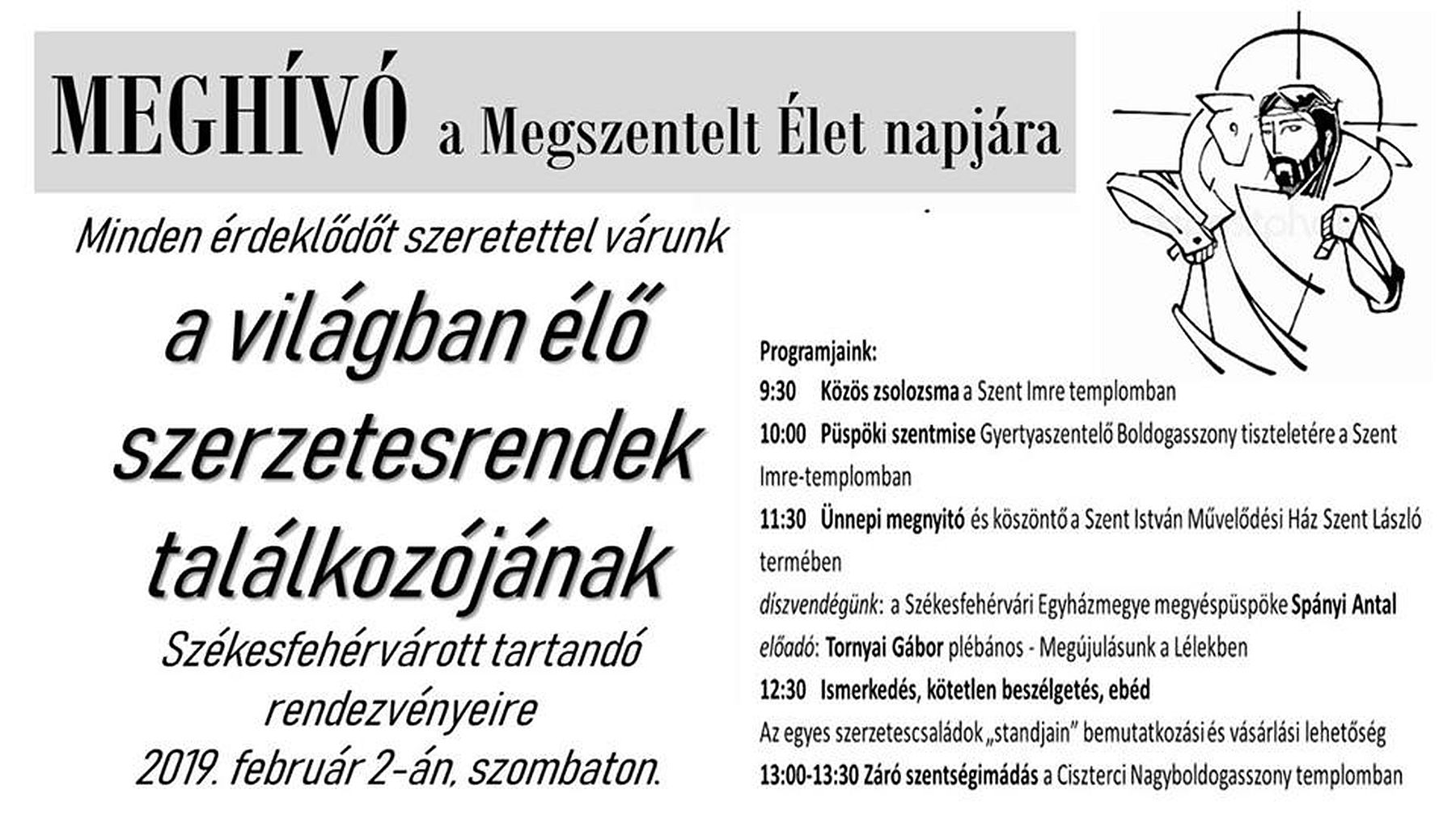 Fehérváron lesz a világban élő szerzetesrendek találkozója február 2-án